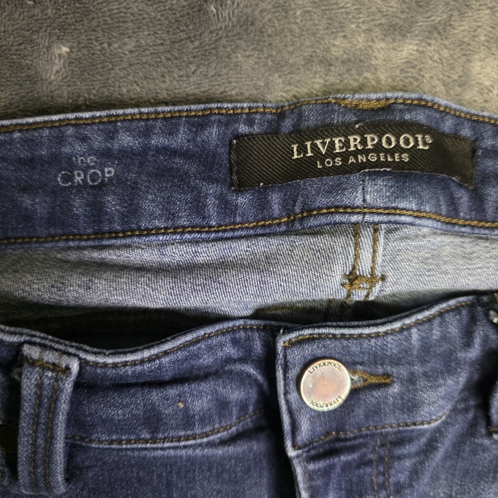 Liverpool dohney dark wash cropped jeans rolledhem size 10 style XM2150A4 - Picture 3 of 9